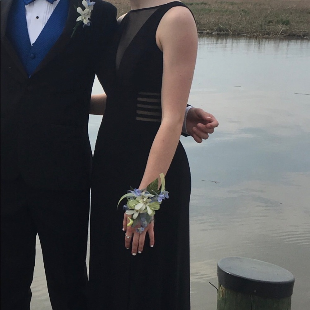 Black v-neck formal dress